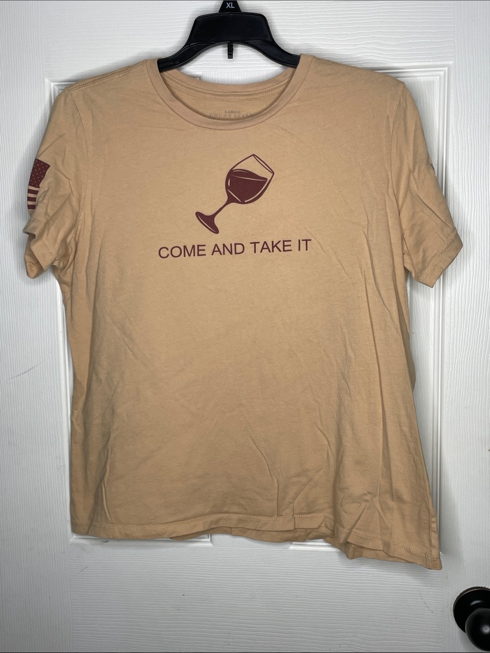 Grunt Style Tan Short Sleeve "Come and Take It"  Graphic. Size L